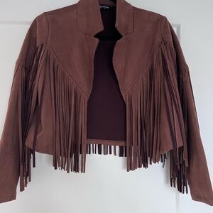 Western Fringe Leather Jacket in Rich Brown